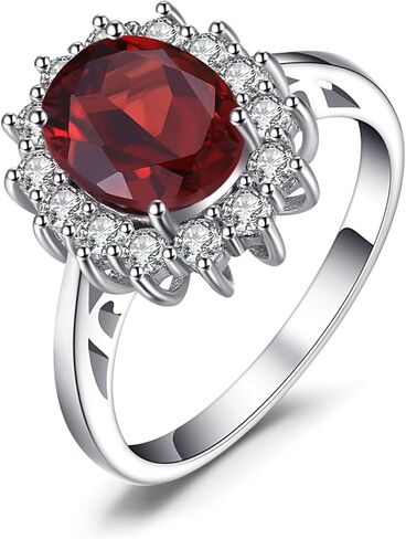 JewelryPalace الأميرة ديانا كيت ميدلتون فئة الأحجار الكريمة جوهرة الياقوت هالة خواتم الخطبة للنساء، الذكرى السنوية 14K الأبيض الأصفر ارتفع الذهب مطلي 925 خواتم وعد الفضة الاسترليني لها in Saudi Arabia
