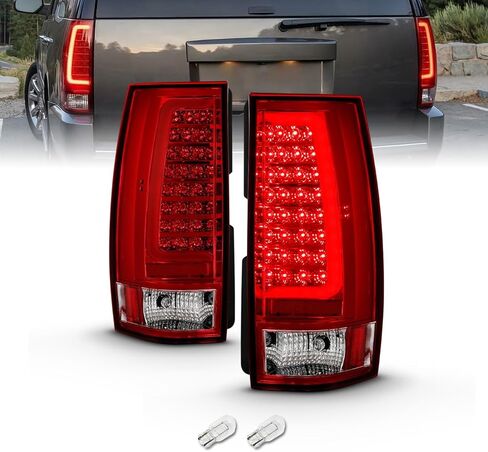 AmeriLite لسيارة 2007-2014 Chevy Tahoe Suburban/GMC Yukon XL Denali استبدال هالوجين شفاف من النوع C، LED، مجموعة مصابيح خلفية أنبوبية، السيارة - جانب الركاب والسائق، مجموعة مصابيح السيارة، أسود in Saudi Arabia