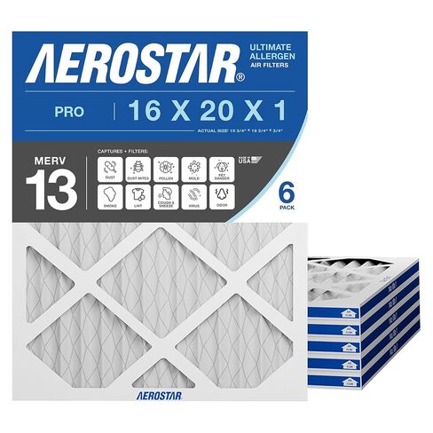 فلتر هواء Aerostar 16x20x1 MERV 8 مطوي، فلتر هواء فرن التيار المتردد، 4 عبوات (الحجم الفعلي: 15 3/4 بوصة × 19 3/4 بوصة × 3/4 بوصة) in Saudi Arabia