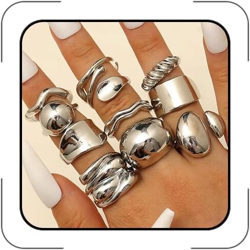 CSIYANJRY99 Chunky Gold Rings Set for Women Gold Stacking Knuckles Rings Set Accessorie Open Ring Boho Prom Costume Jewelry in Saudi Arabia