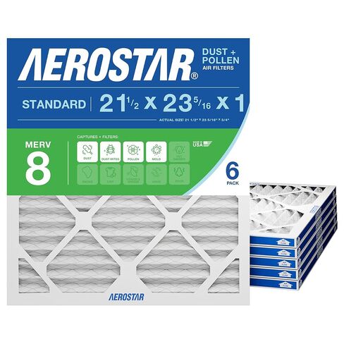 فلتر هواء Aerostar 21 1/2x23 5/16x1 MERV 8 مطوي، فلتر هواء فرن التيار المتردد، 6 عبوات (الحجم الفعلي: 21 1/2 بوصة × 23 5/16 بوصة × 3/4 بوصة) in Saudi Arabia