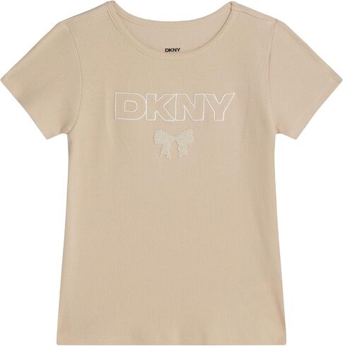 DKNY Girls' Shirt - Casual Short Sleeve Fashion Logo T-Shirt for Girls - Kids' Graphic Tee - Youth Top (7-16) in Kuwait