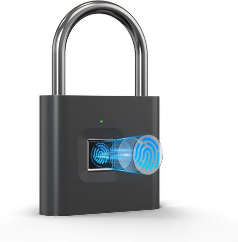 KENRONE بدون مفتاح محمول USB شحن بصمة قفل SL90 قفل باب ذكي قفل سريع الفتح مضاد للسرقة بصمة الإصبع (أسود) in Kuwait