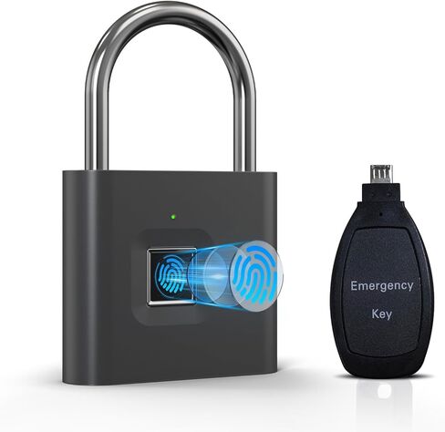 Fingerprint Padlock with Emergency Key, IP66 Waterproof and Rustproof, Outdoor Indoor Universal Smart Lock for Warehouses, Gym, Schools, Homes, Office Cabinets in Kuwait