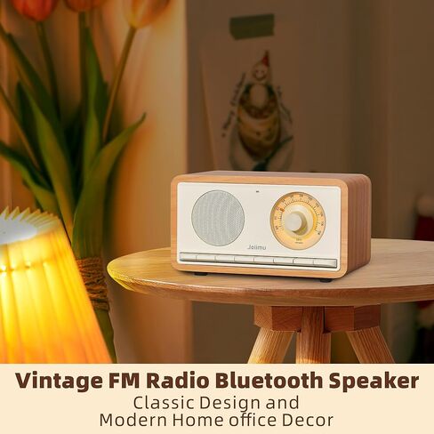 مكبر صوت بلوتوث Radio Vintage ، 2600 مللي أمبير في الساعة راديو قابلة لإعادة الشحن مع هوائي FM مدمج للمطبخ المنزلي وغرفة معيشة مع مقبض دوار in Saudi Arabia