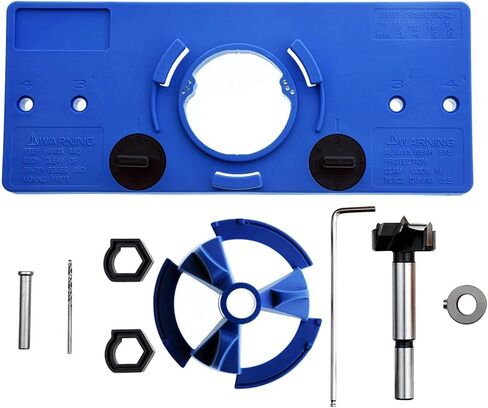 Kipokalor 35mm Concealed Hinge Jig Boring Hole Drill Guide Cutter Bit Set Door Boring Hole Template and Bit for Cabinet Door Installation for Tool Carpenter (Blue) in Saudi Arabia