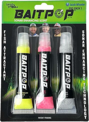 Bait Pop Jacob Wheeler Pro Pack 1 - Bait Pop Pink, Chartreuse, Ice Out - Live Sonar Intensifier Scented Sparklscales .5oz Tubes in Saudi Arabia