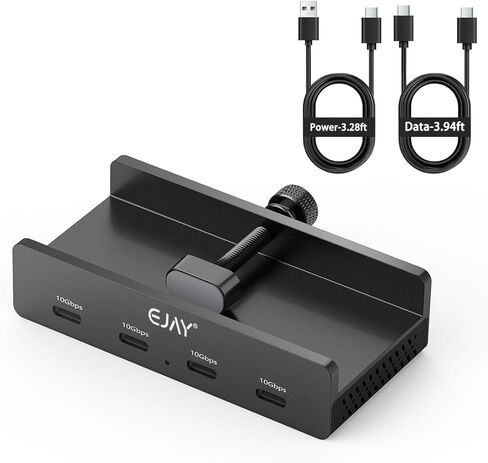 Ejay USB-C Hub 10 جيجابت في الثانية ، و 4 شركات المشبك USB 3.2 محور الخائن مع توصيل الطاقة ونقل البيانات ، لجهاز الكمبيوتر المحمول MacBook IMAC-أسود in Saudi Arabia