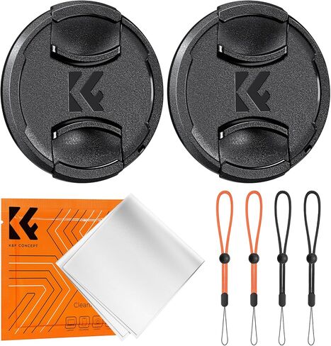 K&F Concept 82mm Front Lens Cap Cover Kit, 5-in-1 Center Pinch Lens Cover + Anti-Loss Keeper + Microfiber Cleaning Cloth Compatible with Canon, Nikon, Sony, Fujifilm Camera Lenses with 82mm Thread in Saudi Arabia