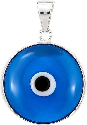 Mystic Jewels by Dalia – Glass Evil Eye Pendant for Good Luck – 925 Sterling Silver – Diameter of Pendant 0,6 inches in Saudi Arabia