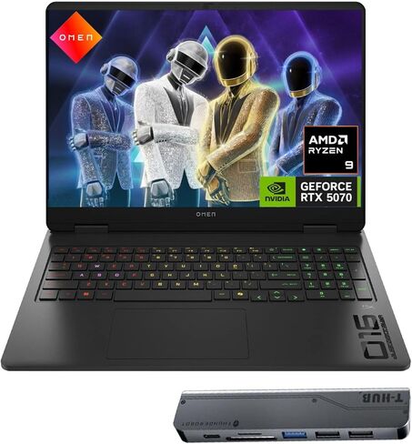 HP Omen MAX 16 RTX 5070 2025 Pro Gaming Laptop, 16" WQXGA(2560*1600) 240Hz, AMD Ryzen AI 9 HX 375(Beats Intel i9), NVIDIA RTX 5070, 64GB DDR5, 1TB SSD, RGB KB, Wi-Fi 7, Bundle with PCO Laptop Cooler in Saudi Arabia