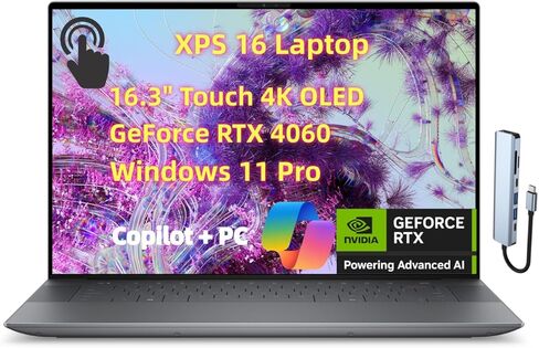 Newdell XPS 16 9640 كمبيوتر محمول لطالب الأعمال ، 16 "OLED 4K شاشة اللمس ، Core Ultra 7 155H ، 32GB RAM ، 2TB SSD GEFORCE RTX 4060 ، Backlit KB Thunderbolt4 ، Wi-Fi 7 W/AI COPILOT + AI PC ، ورب 11 PRO PRO in Saudi Arabia