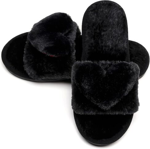 Crazy Lady Women's LOVE Slippers Fuzzy Fluffy Memory Foam House Shoes Open Toe Indoor and Outdoor in Saudi Arabia
