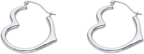 14k REAL White Gold Heart Shaped Hoop Earrings (13 x 15mm) in Saudi Arabia