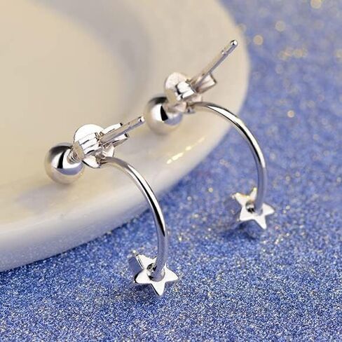 Ear Jacket Cuff Earrings Set Sterling Silver Front Back 2 in 1 with CZ Pearl in Saudi Arabia