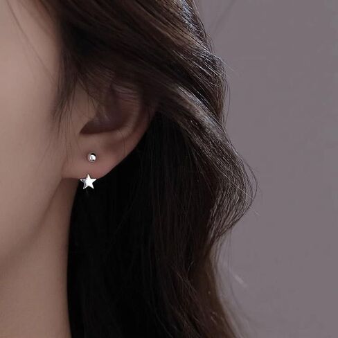 Ear Jacket Cuff Earrings Set Sterling Silver Front Back 2 in 1 with CZ Pearl in Saudi Arabia