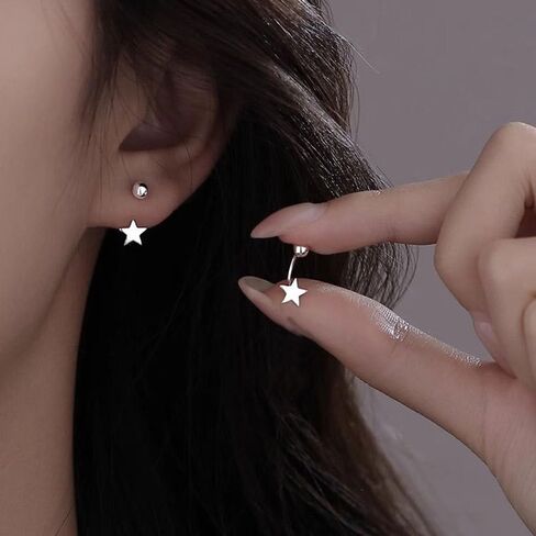 Ear Jacket Cuff Earrings Set Sterling Silver Front Back 2 in 1 with CZ Pearl in Saudi Arabia