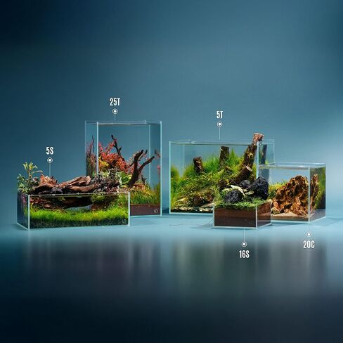 حوض أسماك Ultum Nature Systems فائق الوضوح بدون إطار - حوض أسماك زجاجي منخفض الحديد بحواف متدرجة 45 درجة، بسمك 5 مم - 12 مم، يتضمن حصيرة تسوية (5S، ضحلة، 2 جالون) in Kuwait