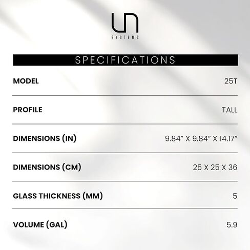 حوض أسماك Ultum Nature Systems فائق الوضوح بدون إطار - حوض أسماك زجاجي منخفض الحديد بحواف متدرجة 45 درجة، بسمك 5 مم - 12 مم، يتضمن حصيرة تسوية (5S، ضحلة، 2 جالون) in Kuwait