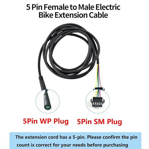 E-Bike Extension Cable,5 Pin Waterproof Extension Conversion Cable Line Adapter SM Connector for Electric Bike Female to Male Wire Accessories in Kuwait