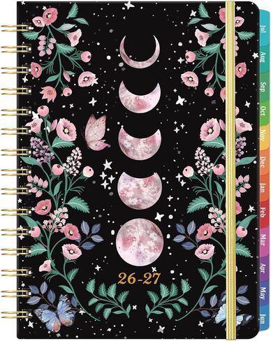 2024-2025 Planner - Weekly and Monthly Planner 2024 with Tabs, July 2024 - June 2025, 6.3" x 8.4", Planner 2024-2025 with Back Pocket + Thick Paper + Twin-Wire Binding - Moon in Saudi Arabia