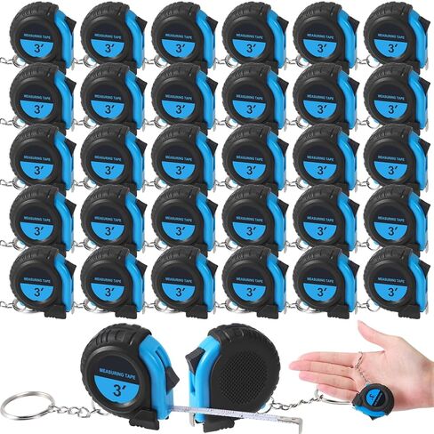50 Pcs Mini Measuring Tape Keychains Small Measuring Tape Bulk Set 3ft Retractable Measuring Tape Measurement Tape with Pause Buttons for Engineer Crafter, Autowind and Lock (Blue) in Saudi Arabia