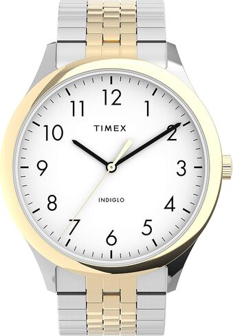 Timex Men's Modern Easy Reader 40mm Watch – Silver-Tone Case Black Dial with Stainless Steel Expansion Band in Saudi Arabia
