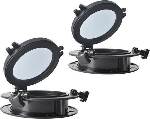 Amarine-made Boat Yacht Round Open Portlight Porthole 8 "فتحة منفذ نافذة بديلة - زجاج مقسى ABS، اللون: أسود، أبيض (أسود) in Saudi Arabia