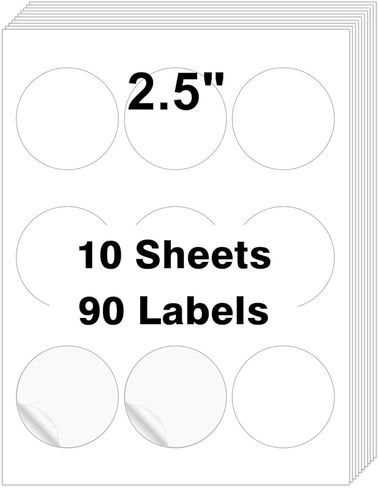 1" Round Sticker Labels for Laser/Ink Jet Printers, White Printable Labels Sheets, Circle Sticker Labels, 10 Sheet in Saudi Arabia