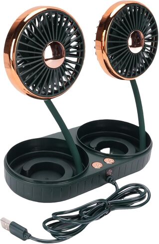 Dual Head Car USB Fan, 3 Speed DC 5V 360° Rotation Quiet Flexible Tube Vehicle Cooling Fan. Stay Cool and Comfortable with Overheat Protection (Black) in Saudi Arabia