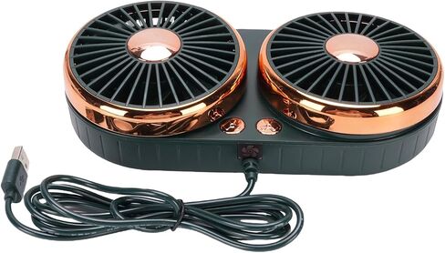 Dual Head Car USB Fan, 3 Speed DC 5V 360° Rotation Quiet Flexible Tube Vehicle Cooling Fan. Stay Cool and Comfortable with Overheat Protection (Black) in Saudi Arabia