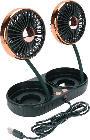 Dual Head Car USB Fan, 3 Speed DC 5V 360° Rotation Quiet Flexible Tube Vehicle Cooling Fan. Stay Cool and Comfortable with Overheat Protection (Black) in Saudi Arabia