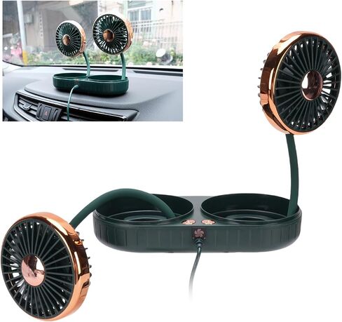 Dual Head Car USB Fan, 3 Speed DC 5V 360° Rotation Quiet Flexible Tube Vehicle Cooling Fan. Stay Cool and Comfortable with Overheat Protection (Black) in Saudi Arabia