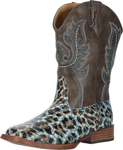 ROPER Kids Girls Glitter Leopard Square Toe Casual Boots Mid Calf - Brown in Saudi Arabia