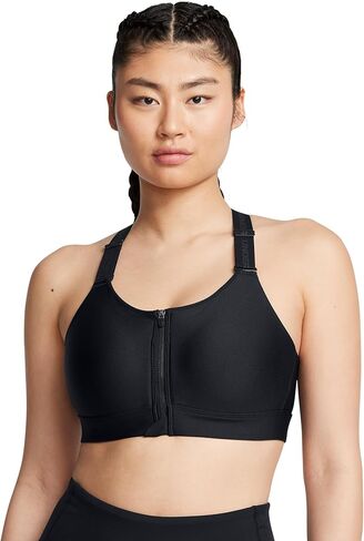 Under Armour Womens Infinity High Impact Zip Sports Bra, (001) Black / / White, Small D-DD in Saudi Arabia