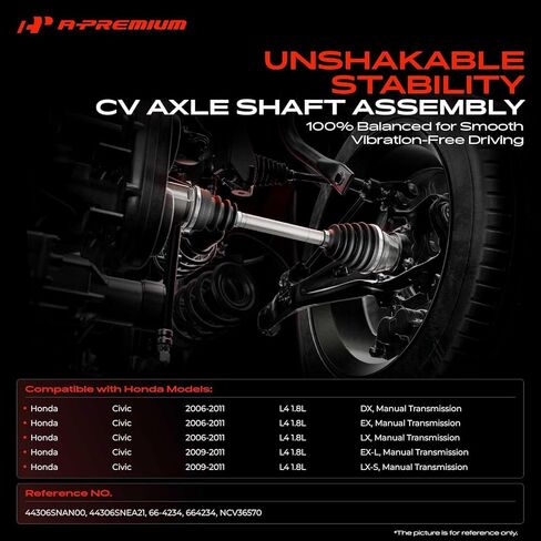 A-Premium CV Axle Shaft Assembly Compatible with Honda Civic DX EX EXS GX LX Sport 2006-2015, L4 1.8L Manual Transmission, Front Left Driver Side, Replace# 44306SNAN00 in Saudi Arabia