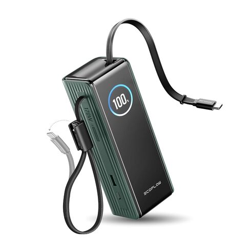 EF Ecoflow Rapid Power Bank ، 25000 مللي أمبير في الساعة ، 170 واط ، 100 واط ، كابلات مدمجة وقابلة للسحب ، شاحن محمول مع منفذ Triple 100w USB-C ، متوافق مع سلسلة iPhone و Samsung و LaveP والمزيد من الفضة in Saudi Arabia