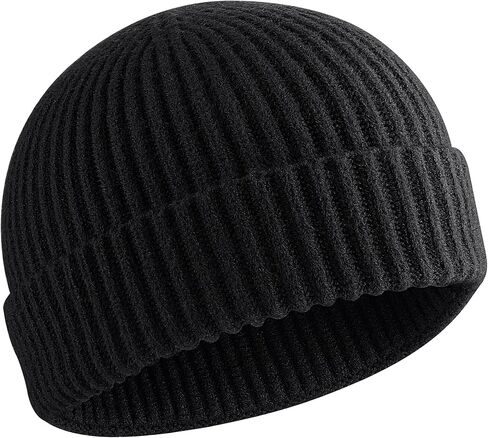 vidsel Short Fisherman Beanie for Men Women, Swag Wool Knit Cuff Trawler Skullcap,Winter Warm Hats in Saudi Arabia