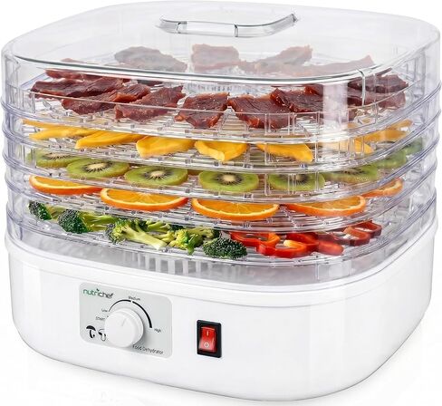 Nutrichef Food Dehydrator Machine | Multi-Tier Appliance for Home Use | Perfect for Beef Jerky, Fruits, Vegetables & Dog Treats | High-Heat Circulation | 5 Stackable Trays in Saudi Arabia