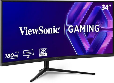 ViewSonic VX3418C-2K 34 Inch UltraWide QHD 1440p Curved Gaming Monitor with 180Hz, 1ms, 21:9, Advanced Ergonomics, FreeSync Premium, HDR10, HDMI, and DisplayPort Inputs in Saudi Arabia