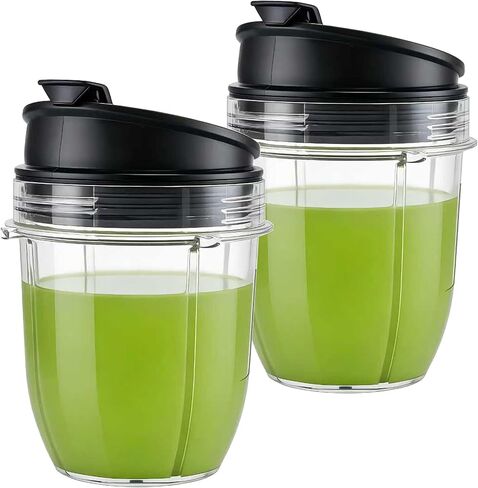 أكواب بديلة من Joystar Bullet سعة 12 أونصة مع غطاء لسلسلة Nutri Ninja Pro بقدرة 900 وات 1000 وات وسلسلة Auto iQ وNinja® Nutri-Blender Pro مع Auto-iQ®، 1100 وات، خلاط شخصي - BN400، BN400C، BN401، BN401C،NB401WBKT، CL401A، CL405CO/ Works مع: BN750، BN750C in Kuwait