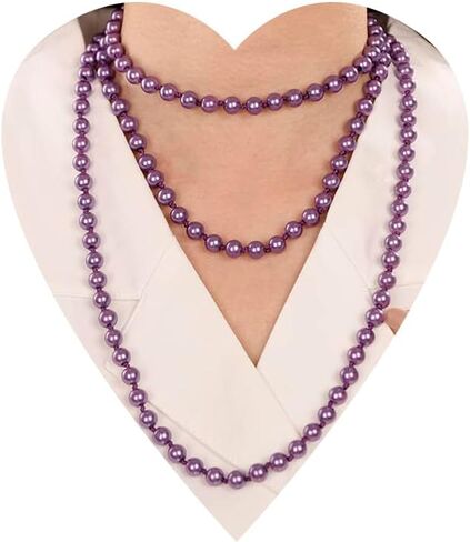 Long Pearl Necklace Faux Pearl Strand Layered Necklace 1920s Gatsby Costume Jewelry Vintage Multi Strands Pink Pearl Necklace for Party in Saudi Arabia