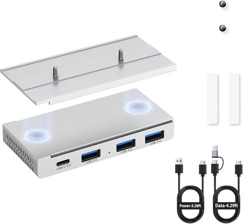 Ejay 4-Port Magnetic USB HUB ، 3 USB 3.0 + 1 TYPE C ، نقل البيانات 5 جيجابت في الثانية ، يشمل السكك الحديدية المنزلق والمسامير والوسادات اللاصقة ، متوافقة مع MacBook ، الكمبيوتر المحمول ، الكمبيوتر ، الأسود in Saudi Arabia