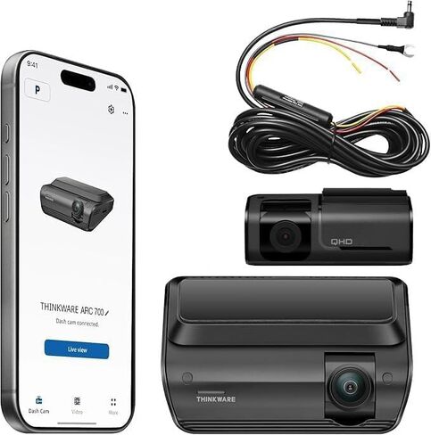 THINKWARE ARC 700 4K Front and 2K Rear Dash Cam - Wi-Fi, GPS, HDR, Parking Mode, Radar Compatible, Speed/Red Light Alerts, Included 64GB MicroSD, Hardwiring Cable in Kuwait