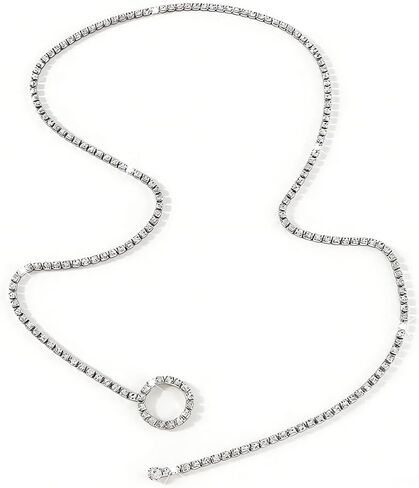 Missgrace Sexy Shiny Y Long O Choker Necklaces Rhinestone Necklace Chain Long Sparkly Crystal Necklace Jewelry for Women and Girls in Saudi Arabia