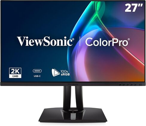 ViewSonic VP2756A-2K 27 Inch IPS QHD 1440p Monitor with Advanced Ergonomics, 100% sRGB Rec 709, Pantone Validated, 90W USB C, HDMI, USB, and DisplayPort Inputs for Home and Office in Saudi Arabia