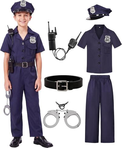 KIDIN Police Officers Costume for Kids Police Dress Up Halloween Cosplay Career Day Birthday Gifts in Saudi Arabia