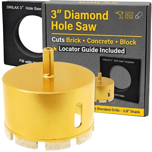 3 inch Diamond Concrete Hole Saw Masonry Core Drill Bit Heavy Duty for Brick, Cinder Block, Pavement, Foundation Walls, Concrete Standard Drill Shank in Saudi Arabia