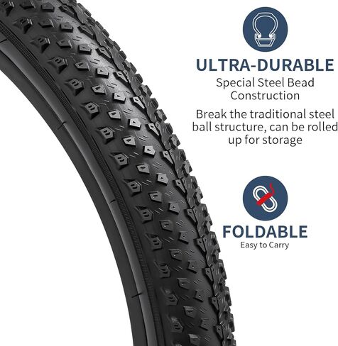 2 قطعة إطارات دراجة 26 بوصة قابلة للطي 26x2.125 60TPI Plus 2 قطعة 26 بوصة أنابيب الدراجة صمام شريدر 2 شريط حافة متوافق مع إطارات وأنابيب الدراجة 26 × 2.125 (Y1136) in Kuwait