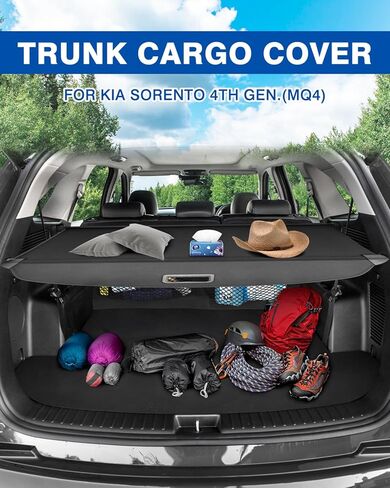 Autorder Cargo Cover for 2019-2023 Hyundai Santa Fe Accessories Upgraded Trunk Cover with Extra Storage Net Carbon Fiber Retractable Security Shield Shade Cover in Saudi Arabia